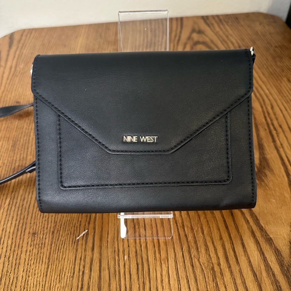 Nine West Black Clutch with Silver Accents
